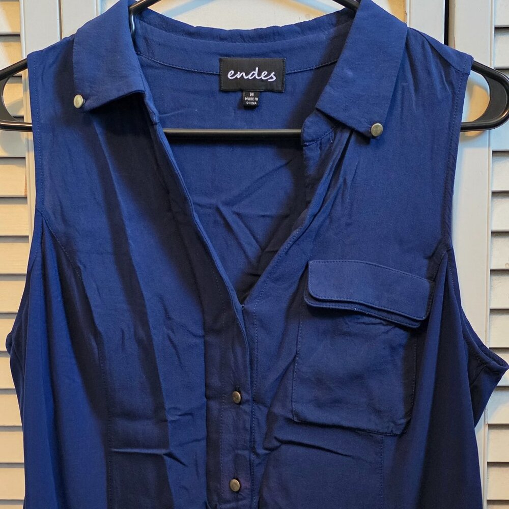 Endes Cobalt blue button down tank top